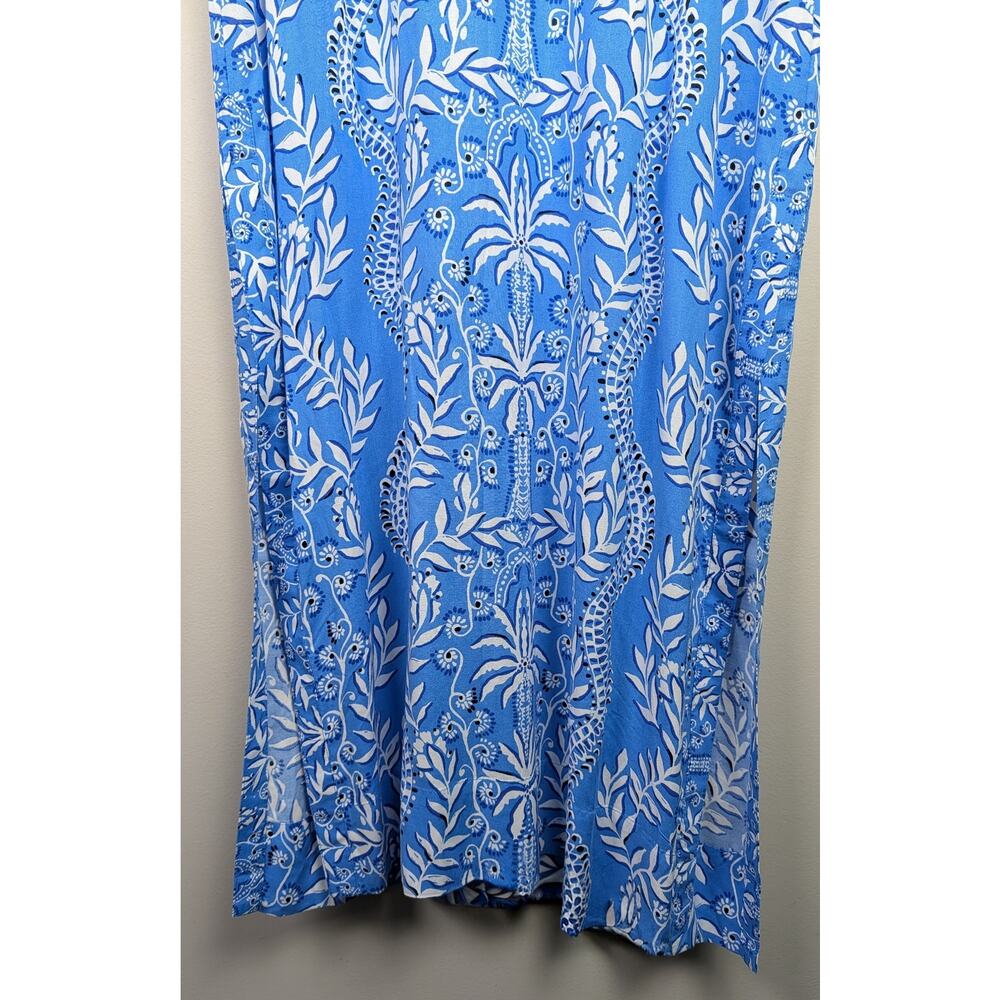 Lilly Pulitzer Laurelie Long Sleeve Caftan Dress Abaco Blue 10 - Picture 4 of 9